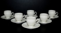 Tasse und Untertasse Bernadotte Kaffee, Farbe Elfenbein / Bern Ivory 6ks