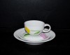 Tasse mit Untertasse + Teller mit Dessert Tereza Blumen