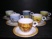 Tasse und Untertasse Dova Van Gogh Kaffee 140 mm. 6pcs