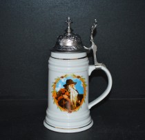 Tankard mit Zinndeckel Dekor Krakonos 0,6 Liter.