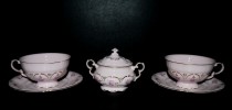 Set mit 2 Teetassen und Untertassen + Zuckerdose Sonata 159 rosa