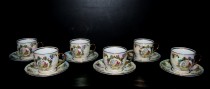 Teetasse und Untertasse, drei Anmut Porzellan, Verona Form 6 Stk