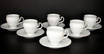 Tasse und Untertasse Kaffee Bernadotte weiß 6pcs 0,15 Liter.