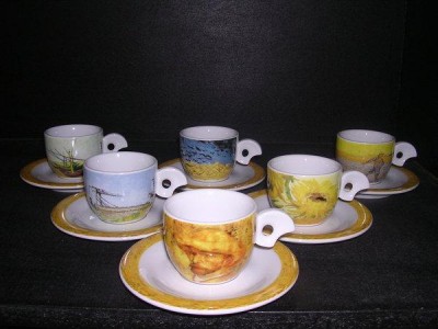 Tasse und Untertasse mocca Dova van Gogh 6St