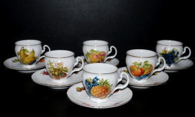 Bernadotte Früchtebecher mit Untertasse, 6 Stück, 0,15 l.