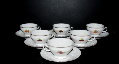 Bernadotte Früchtetee-Tassen und Untertassen, 6-teilig, 0,2 l.